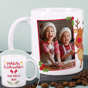 Weihnachtstasse mit Foto & Text personalisiert