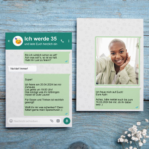 Personalisierte Geburtstagseinladung mit Chatverlauf