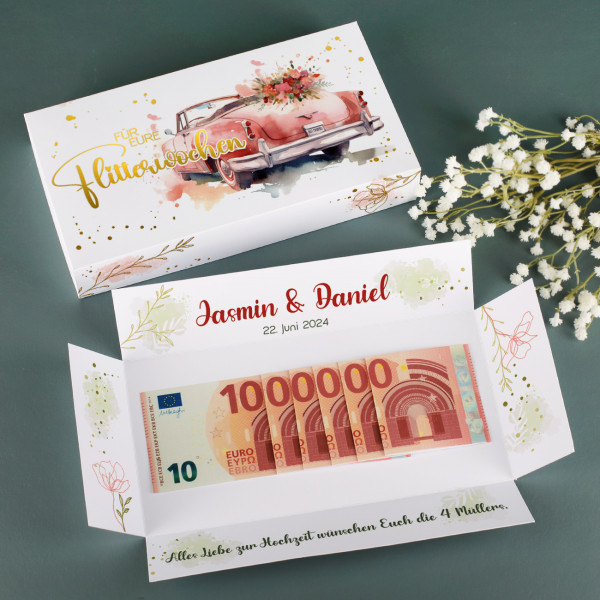 Geldgeschenk zur Hochzeit - persönliche Explosionsbox mit Namen & Datum