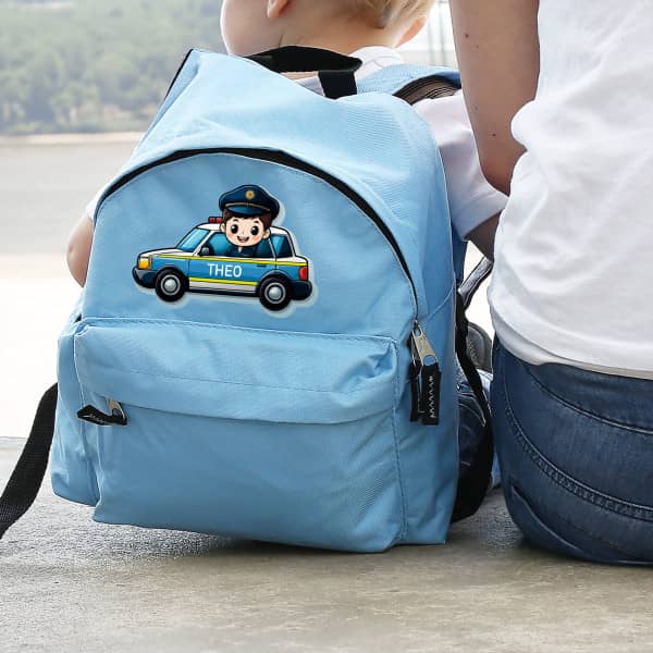 Polizeiauto Kinderrucksack mit Name bedruckt