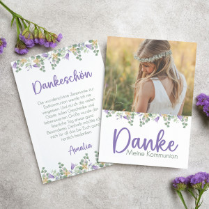 Dankeskarte mit Foto zur Taufe, Kommunion & Konfirmation