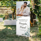 Roll-Up Banner - Eukalyptus - Hochzeitsaufsteller mit Ihrem Wunschfoto