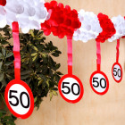 Papiergirlande Verkehrsschild zum 50. Geburtstag