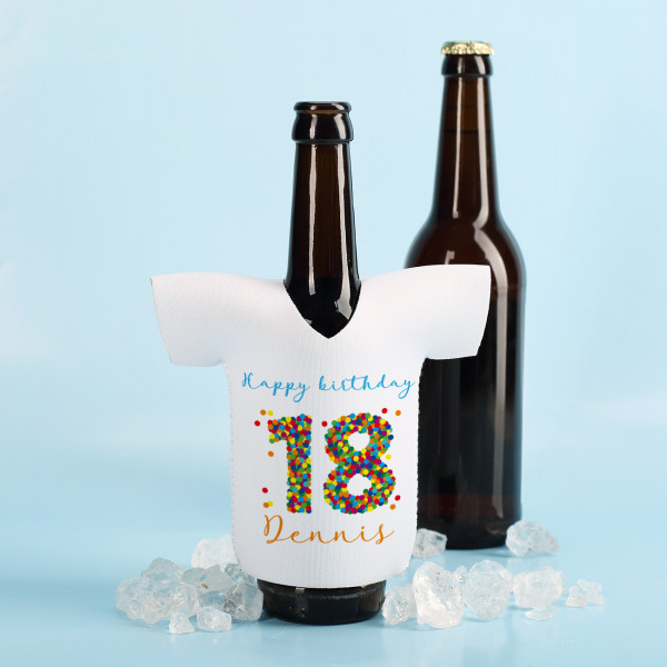 Flaschenkühler Shirt mit Ihren Daten zum 18. Geburtstag