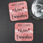 Der beste Wein ist der, den wir mit Freunden trinken! - 2er Set Untersetzer mit Namensaufdruck