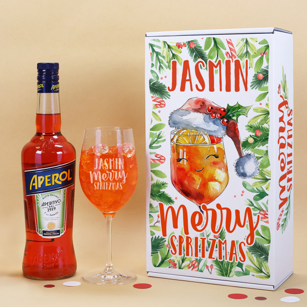 Merry Spritzmas - Aperol Geschenkset mit Glas und Geschenkverpackung