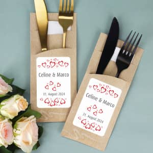 Personalisierte Bestecktaschen zur Hochzeit