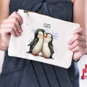 Beautycase mit Pinguine & Name bedruckt