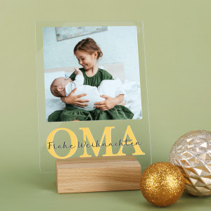 Fotoaufsteller aus Acrylglas für Oma