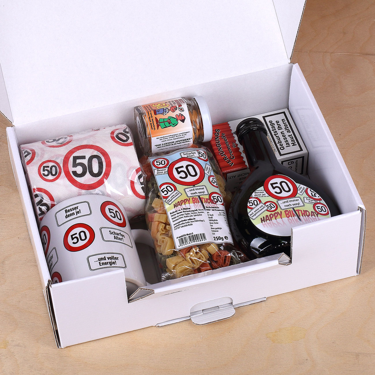 50. Geburtstag | Erste Hilfe Set Geschenkbox mit witzigen Sprüchen für  Männer zum Geburtstag | 9-teilig | Geschenke für Männer zum Geburtstag|  Lustige