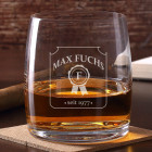 graviertes Whiskyglas Siegel mit Name, Initial und Geburtsjahr