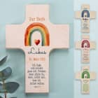 Holzkreuz - mit Regenbogen in 4 Farben wählbar - zur Taufe, Kommunion oder Konfirmation