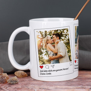 Instagram Post Tasse mit Fotos & Text bedruckt