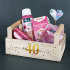 Frauen Wellness Geschenkset zum Geburtstag mit Alter und Name bedruckt